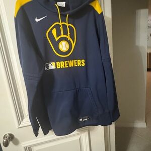 Milwaukee Brewers Thermafit Nike Blue and Yellow Hoodie BRAND NEW!